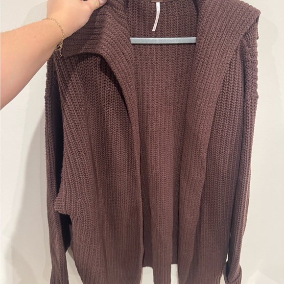 Free People Chocolate Brown Button-Front Knit Cardigan - Picture 3 of 12